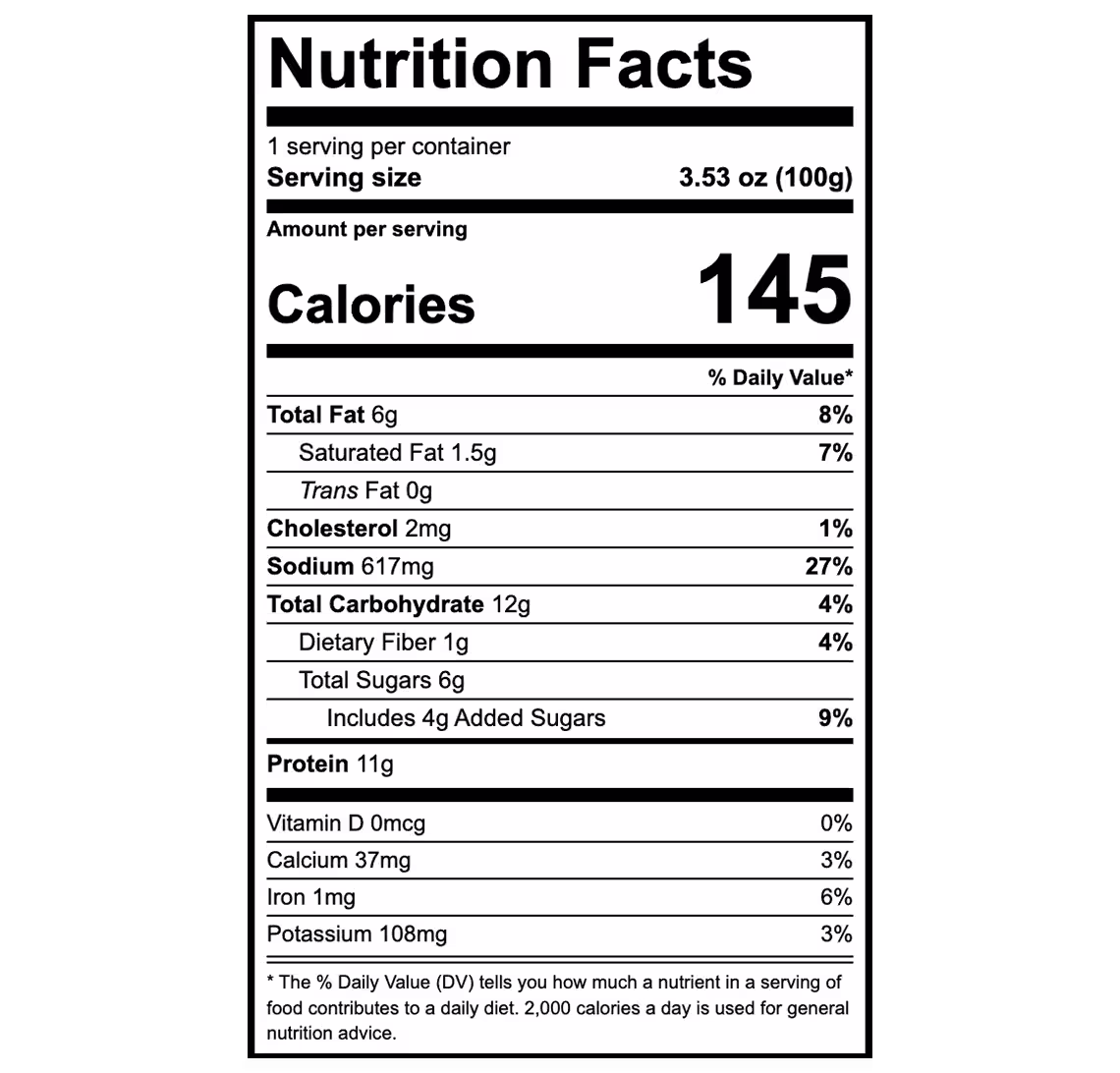 Skinny Butcher Crazy Grilled™ Dippers with Barbeque Sauce Nutrition Facts